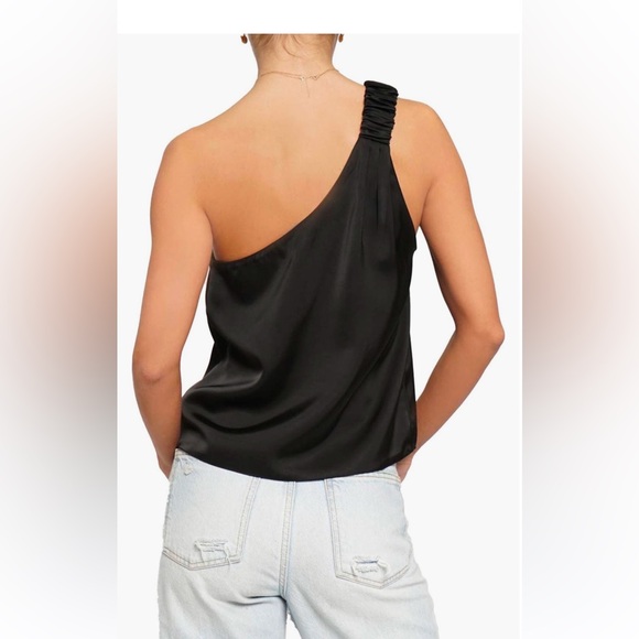 NWT Know One Cares One-Shoulder Satin Tank in Black Size S - Picture 4 of 13